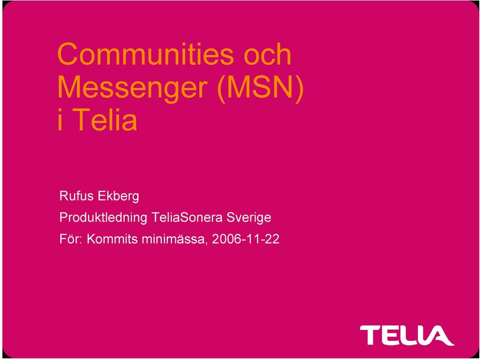 Produktledning TeliaSonera