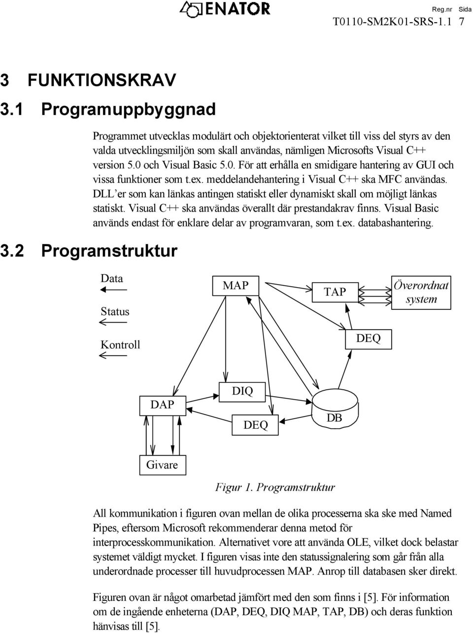 0 och Visual Basic 5.0. För att erhålla en smidigare hantering av GUI och vissa funktioner som t.ex. meddelandehantering i Visual C++ ska MFC användas.