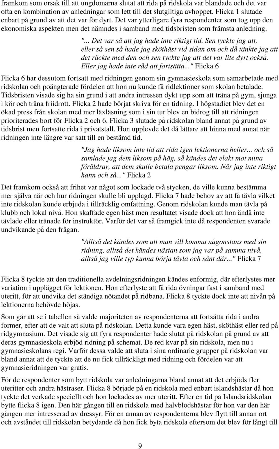 .. Det var så att jag hade inte riktigt tid. Sen tyckte jag att, eller så sen så hade jag sköthäst vid sidan om och då tänkte jag att det räckte med den och sen tyckte jag att det var lite dyrt också.