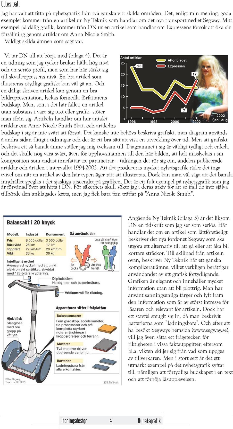 Mitt exempel på dålig grafik, kommer från DN ur en artikel som handlar om Expressens försök att öka sin försäljning genom artiklar om Anna Nicole Smith. Väldigt skilda ämnen som sagt var.