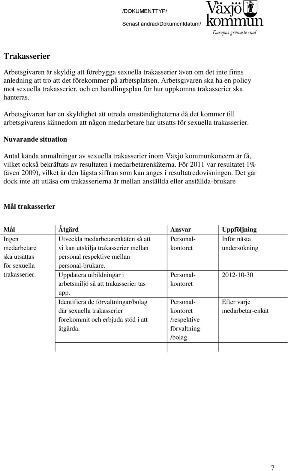 Arbetsgivaren har en skyldighet att utreda omständigheterna då det kommer till arbetsgivarens kännedom att någon medarbetare har utsatts för sexuella trakasserier.