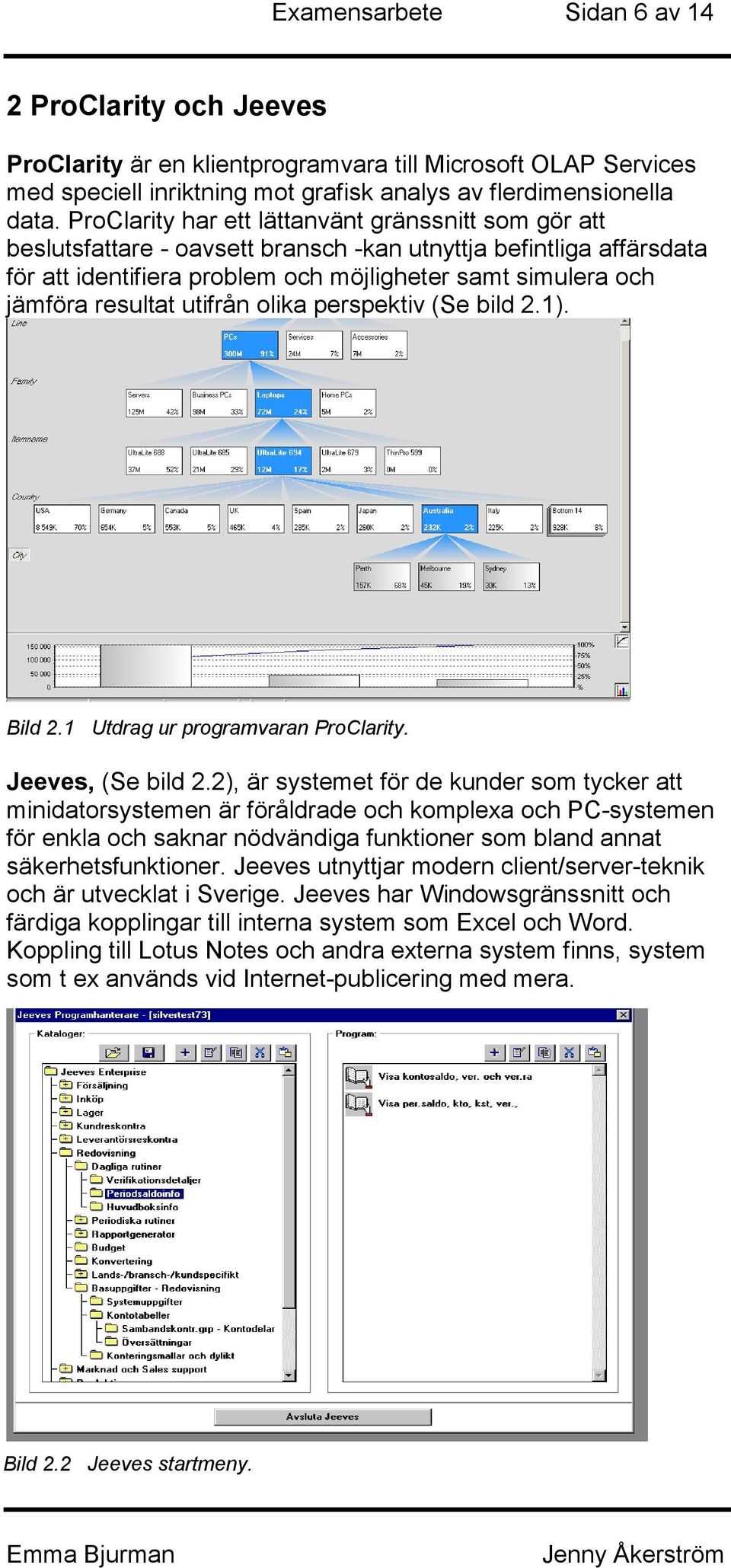 resultat utifrån olika perspektiv (Se bild 2.1). Bild 2.1 Utdrag ur programvaran ProClarity. Jeeves, (Se bild 2.