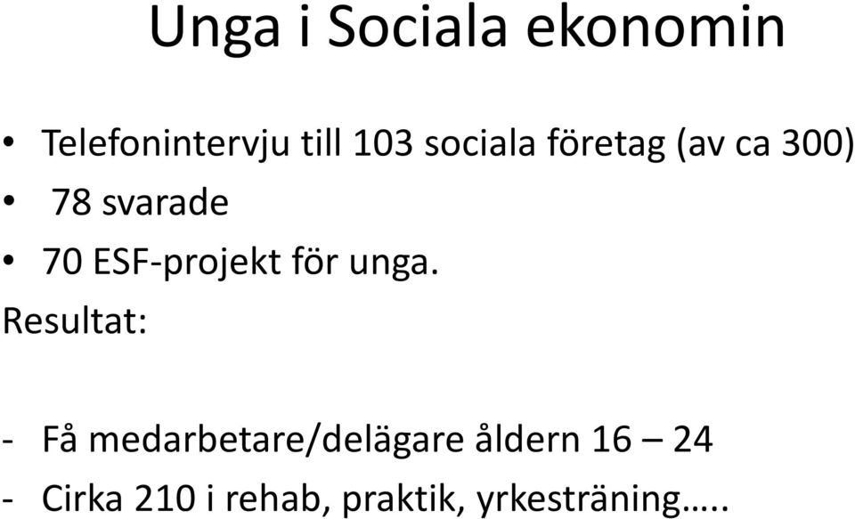 ESF-projekt för unga.