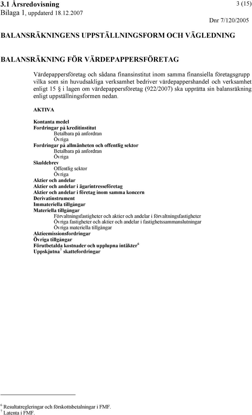 AKTIVA Kontanta medel Fordringar på kreditinstitut Betalbara på anfordran Fordringar på allmänheten och offentlig sektor Betalbara på anfordran Skuldebrev Offentlig sektor Aktier och andelar Aktier