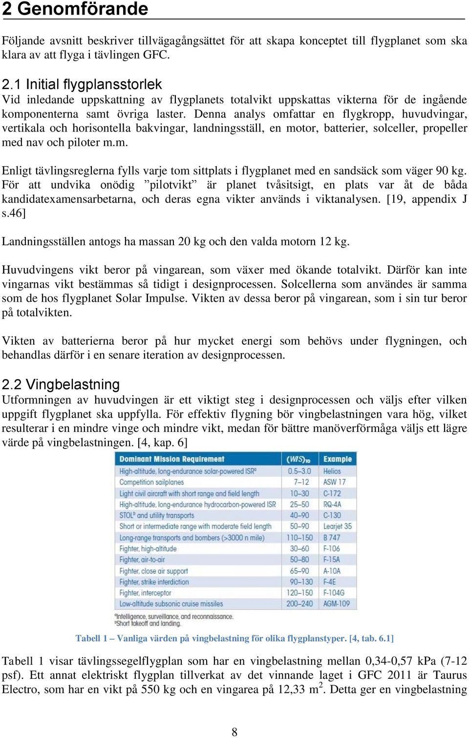 Denna analys omfattar en flygkropp, huvudvingar, vertikala och horisontella bakvingar, landningsställ, en motor, batterier, solceller, propeller med nav och piloter m.m. Enligt tävlingsreglerna fylls varje tom sittplats i flygplanet med en sandsäck som väger 90 kg.