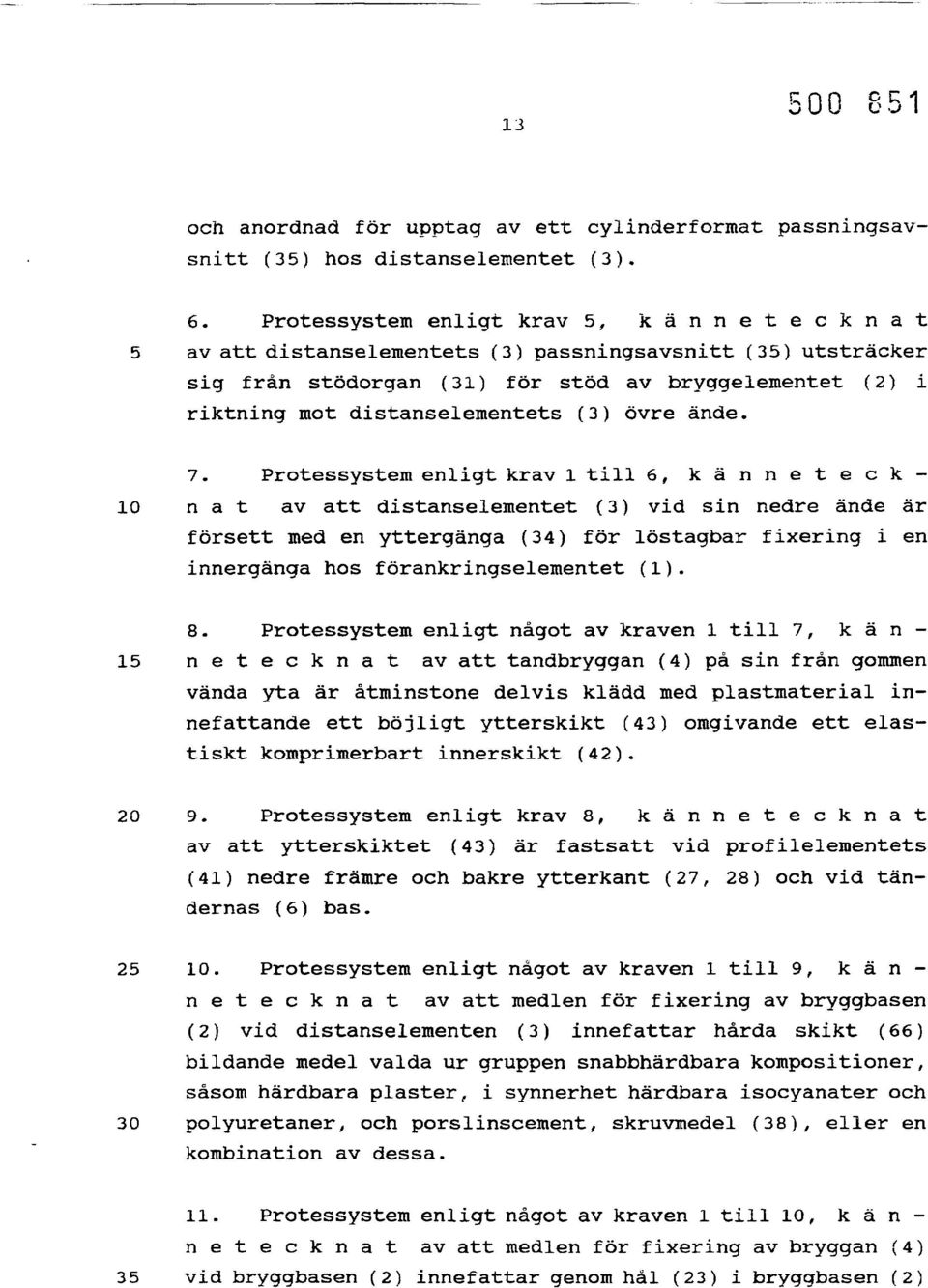 distanselementets (3) övre ände. 7.