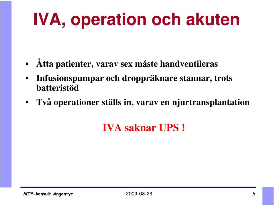 trots batteristöd Två operationer ställs in, varav en