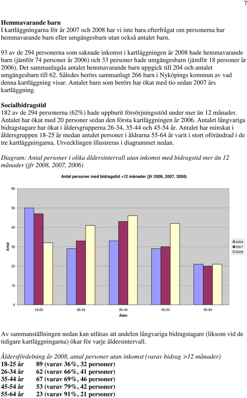 Det sammanlagda antalet hemmavarande barn uppgick till 204 och antalet umgängesbarn till 62. Således berörs sammanlagt 266 barn i Nyköpings kommun av vad denna kartläggning visar.