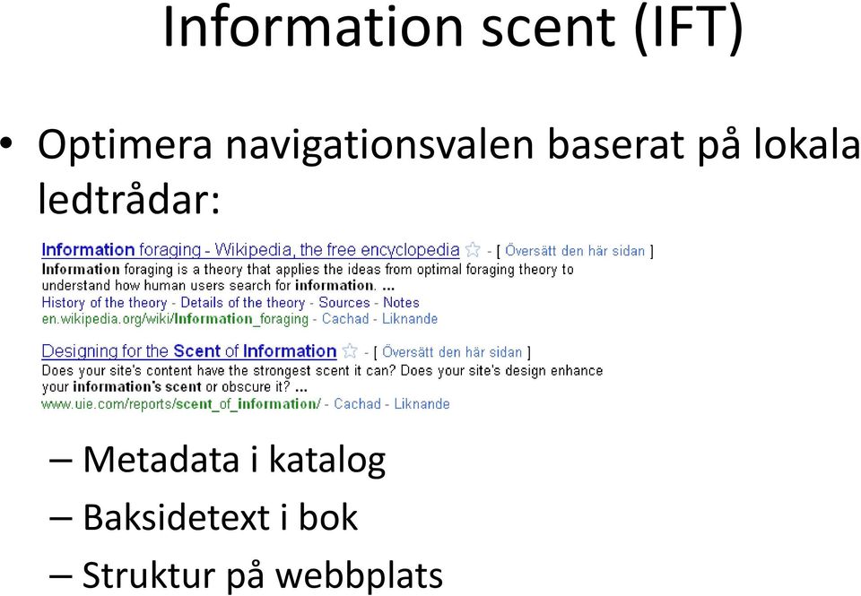 ledtrådar: Metadata i katalog