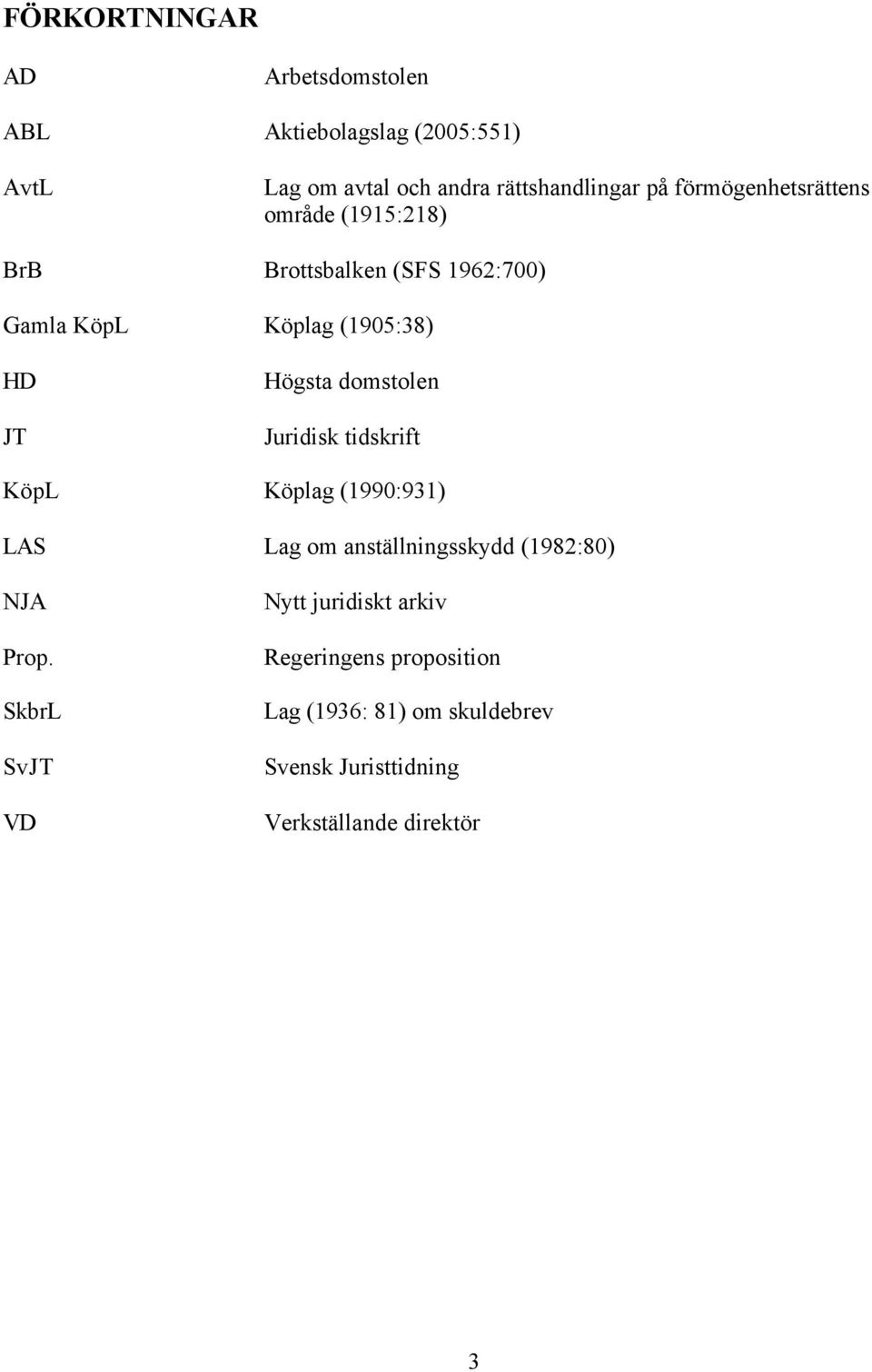 domstolen Juridisk tidskrift KöpL Köplag (1990:931) LAS Lag om anställningsskydd (1982:80) NJA Prop.