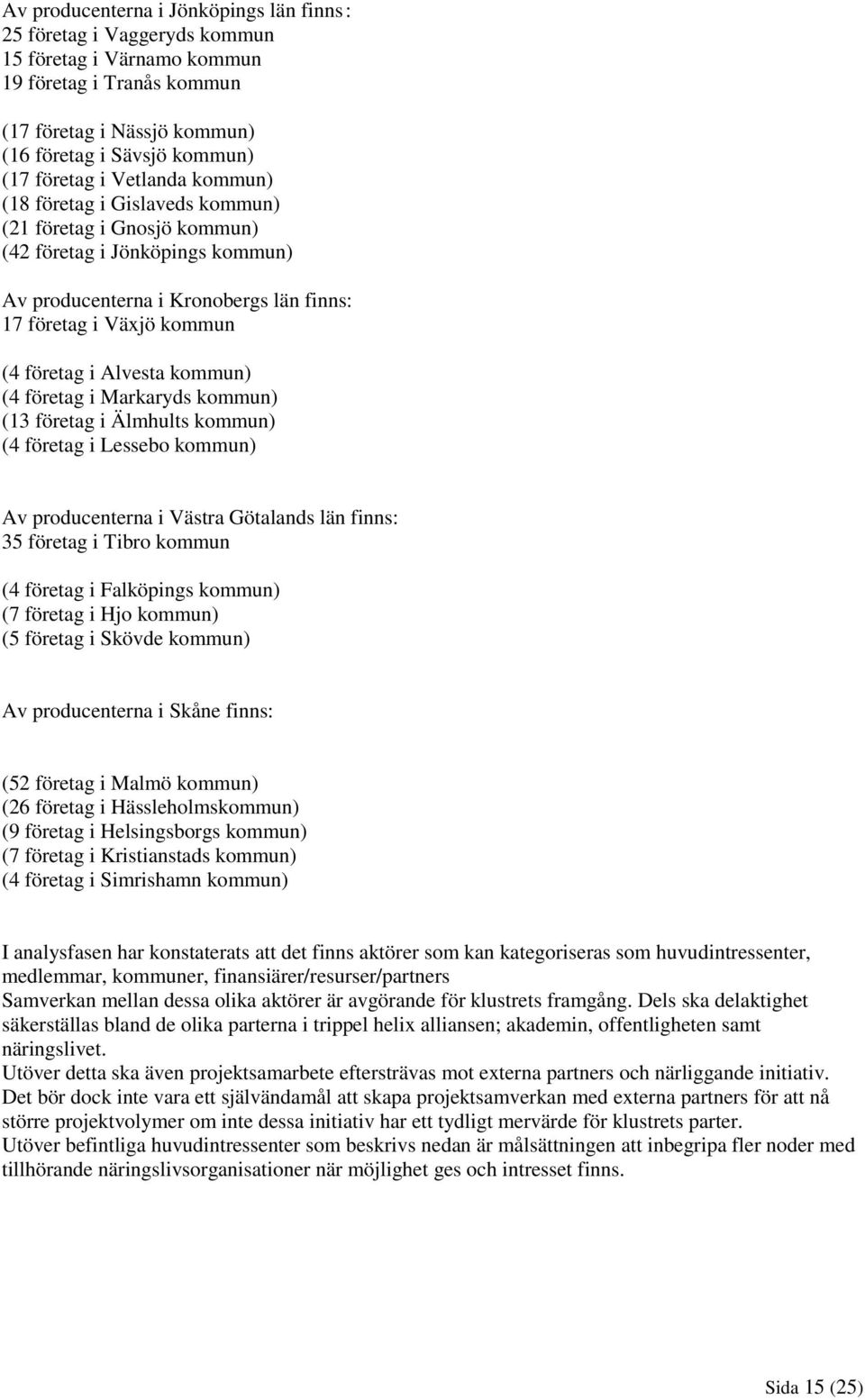 kommun) (4 företag i Markaryds kommun) (13 företag i Älmhults kommun) (4 företag i Lessebo kommun) Av producenterna i Västra Götalands län finns: 35 företag i Tibro kommun (4 företag i Falköpings