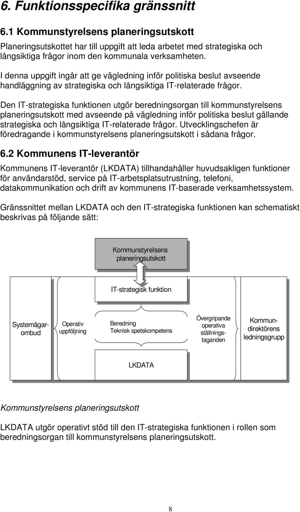 Den IT-strategiska funktionen utgör beredningsorgan till kommunstyrelsens planeringsutskott med avseende på vägledning inför politiska beslut gällande strategiska och långsiktiga IT-relaterade frågor.