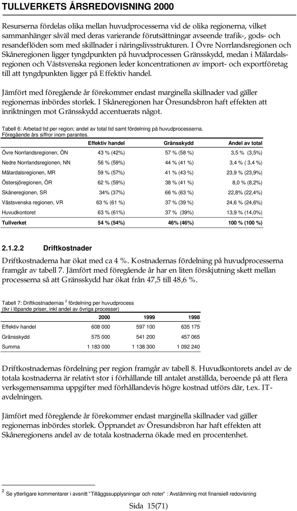 I Övre Norrlandsregionen och Skåneregionen ligger tyngdpunkten på huvudprocessen Gränsskydd, medan i Mälardalsregionen och Västsvenska regionen leder koncentrationen av import- och exportföretag till