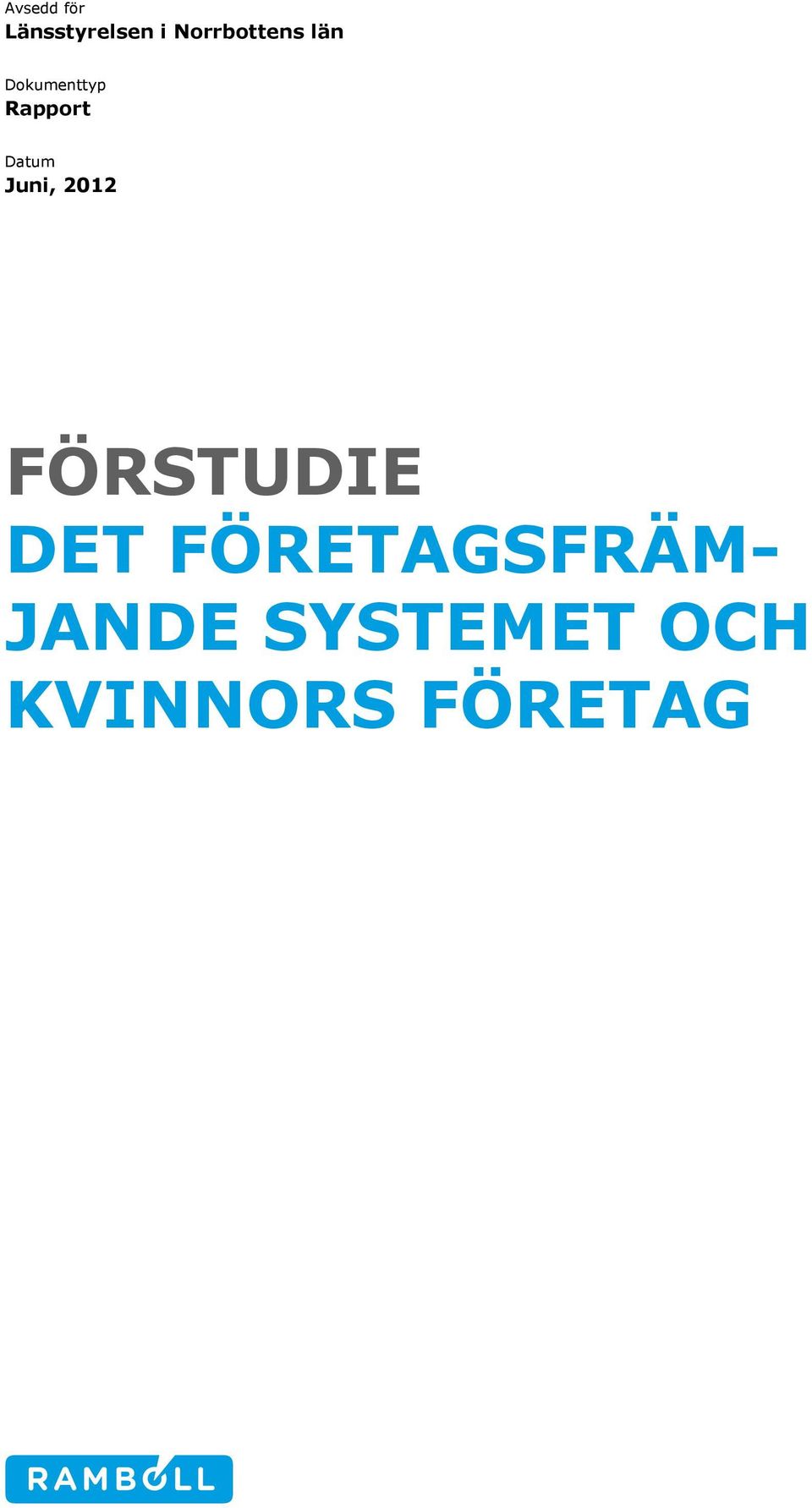 Datum Juni, 2012 FÖRSTUDIE DET