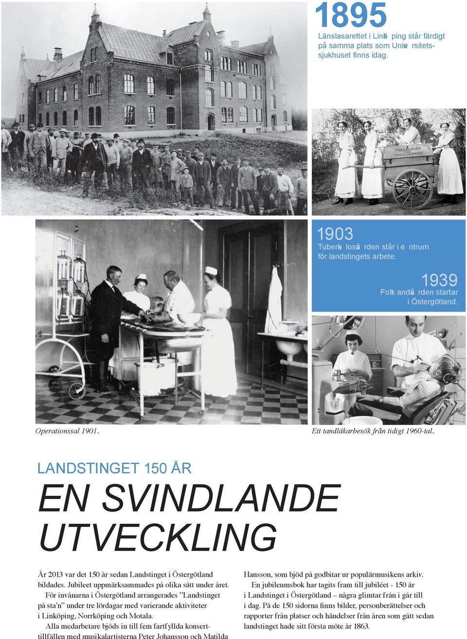 L A N D S T I N G E T 150 Å R EN SVI N DLAN DE U TVECK LI N G År 2013 var det 150 år sedan Landstinget i Östergötland bildades. Jubileet uppmärksammades på olika sätt under året.