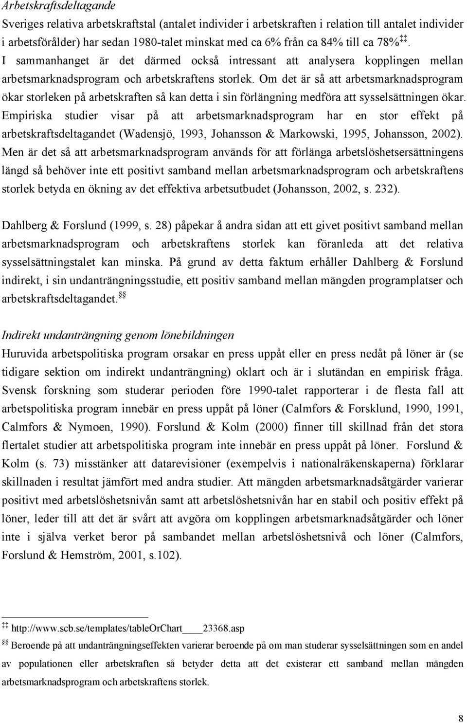 Om det är så att arbetsmarknadsprogram ökar storleken på arbetskraften så kan detta i sin förlängning medföra att sysselsättningen ökar.