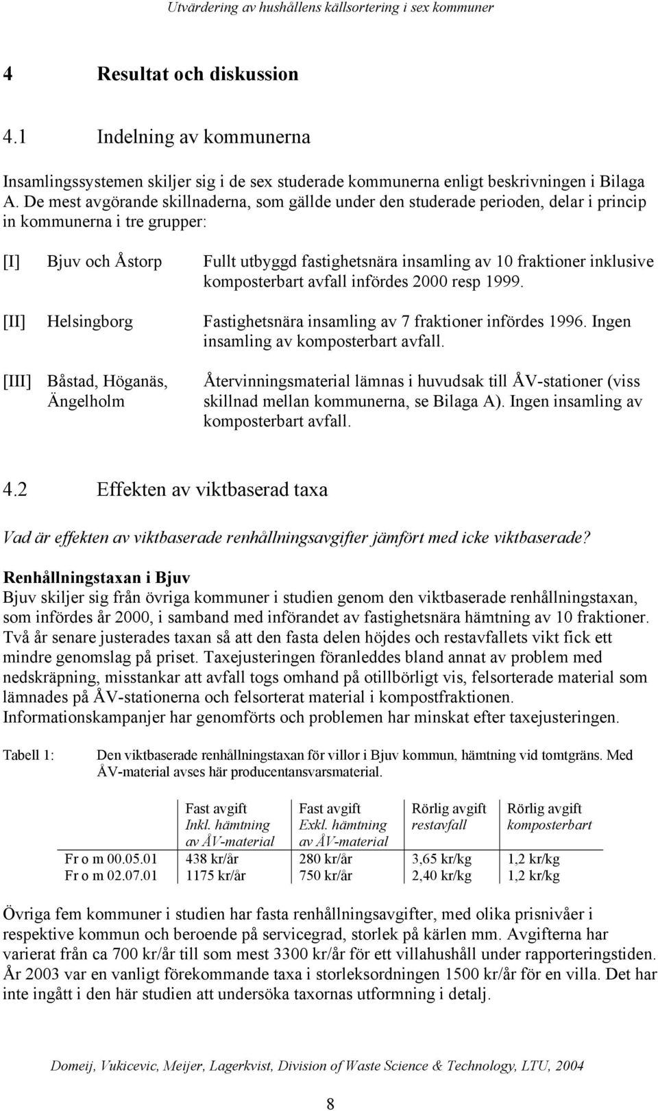 inklusive komposterbart avfall infördes 2000 resp 1999. [II] Helsingborg Fastighetsnära insamling av 7 fraktioner infördes 1996. Ingen insamling av komposterbart avfall.