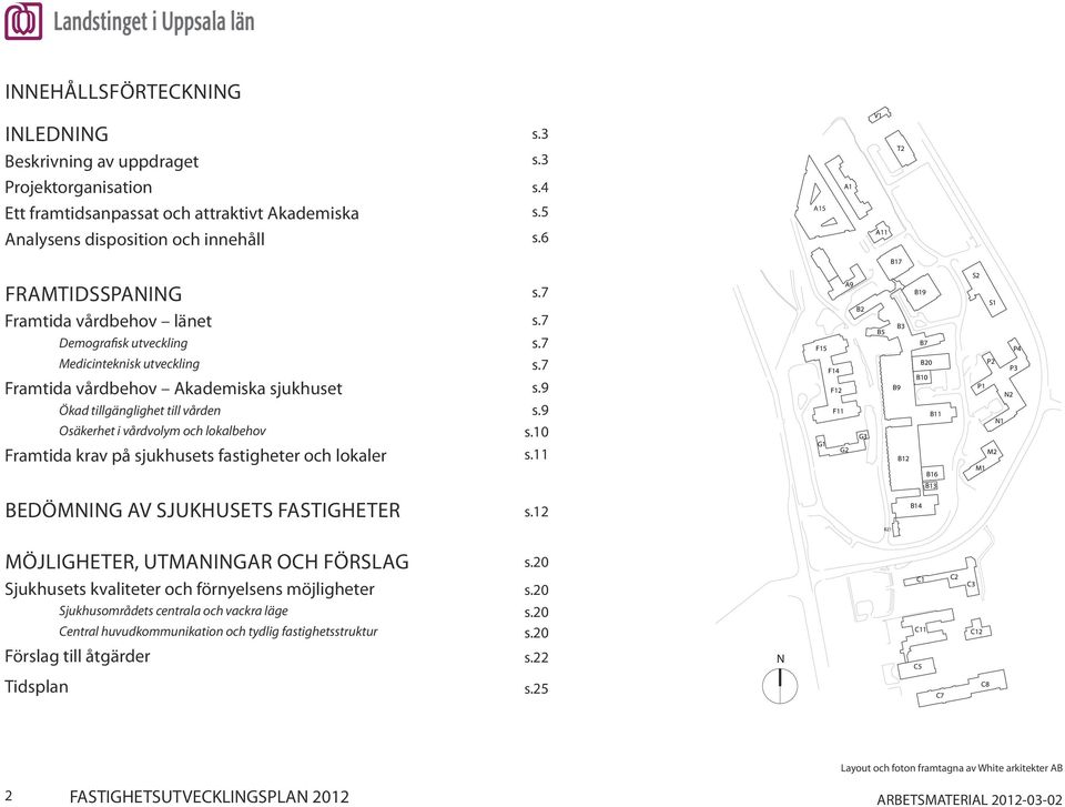 vårdvolym och lokalbehov Framtida krav på sjukhusets fastigheter och lokaler s.7 s.7 s.7 s.7 s.9 s.9 s.10 s.