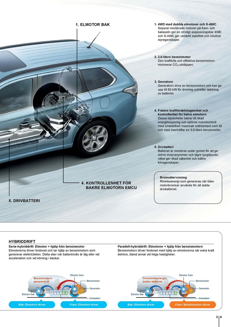 Genratorn Generatorn drivs av bensinmotorn och kan ge upp till 60 kw för drivning och/eller laddning av batteriet. 4.