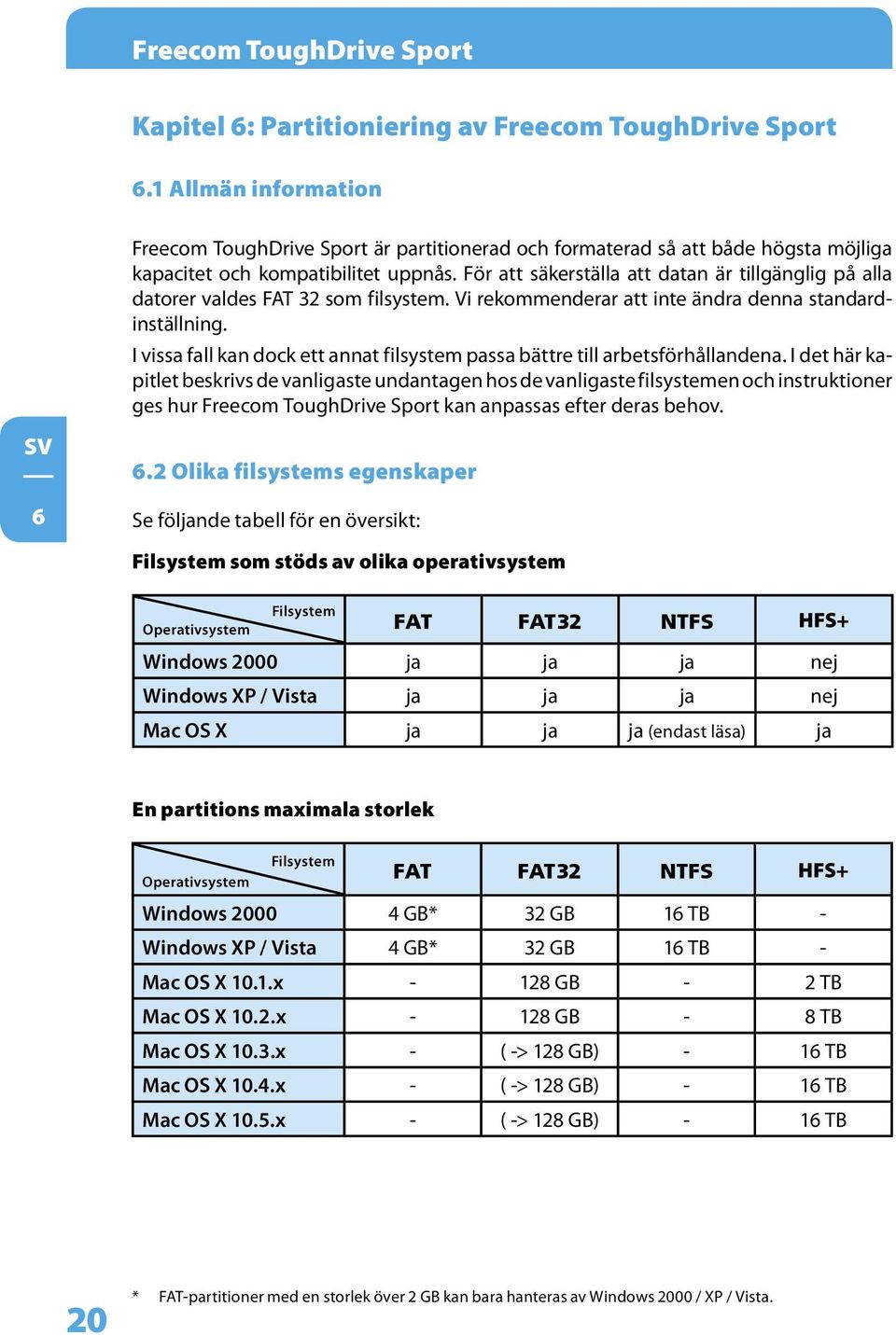 För att säkerställa att datan är tillgänglig på alla datorer valdes FAT 32 som filsystem. Vi rekommenderar att inte ändra denna standardinställning.