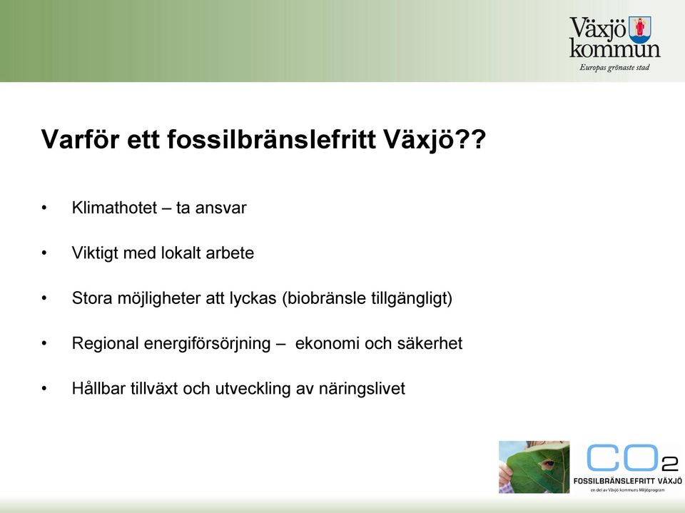 möjligheter att lyckas (biobränsle tillgängligt) Regional