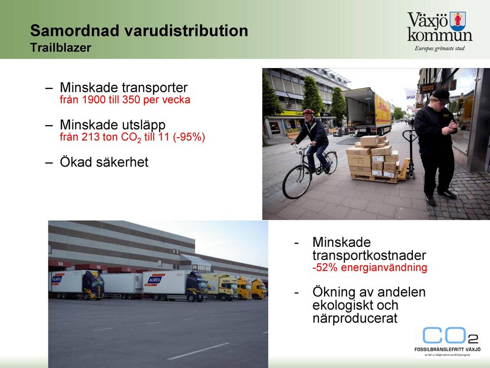 till 11 (-95%) Ökad säkerhet - Minskade transportkostnader -52%