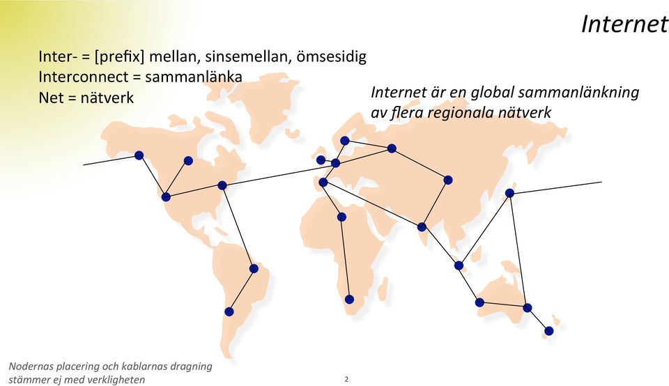 global sammanlänkning av flera regionala nätverk Nodernas