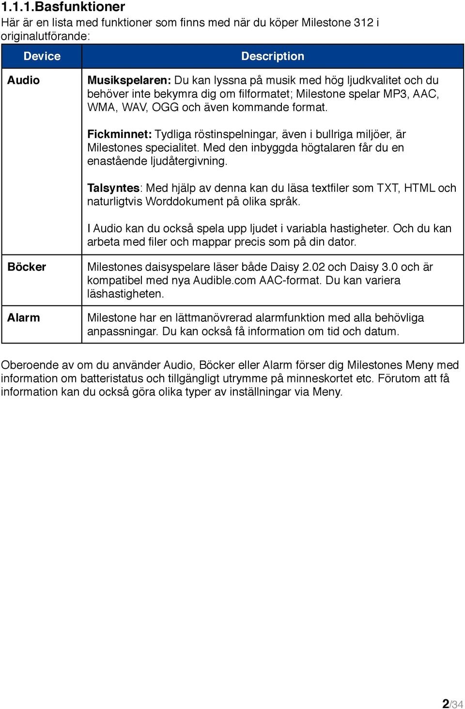 Fickminnet: Tydliga röstinspelningar, även i bullriga miljöer, är Milestones specialitet. Med den inbyggda högtalaren får du en enastående ljudåtergivning.