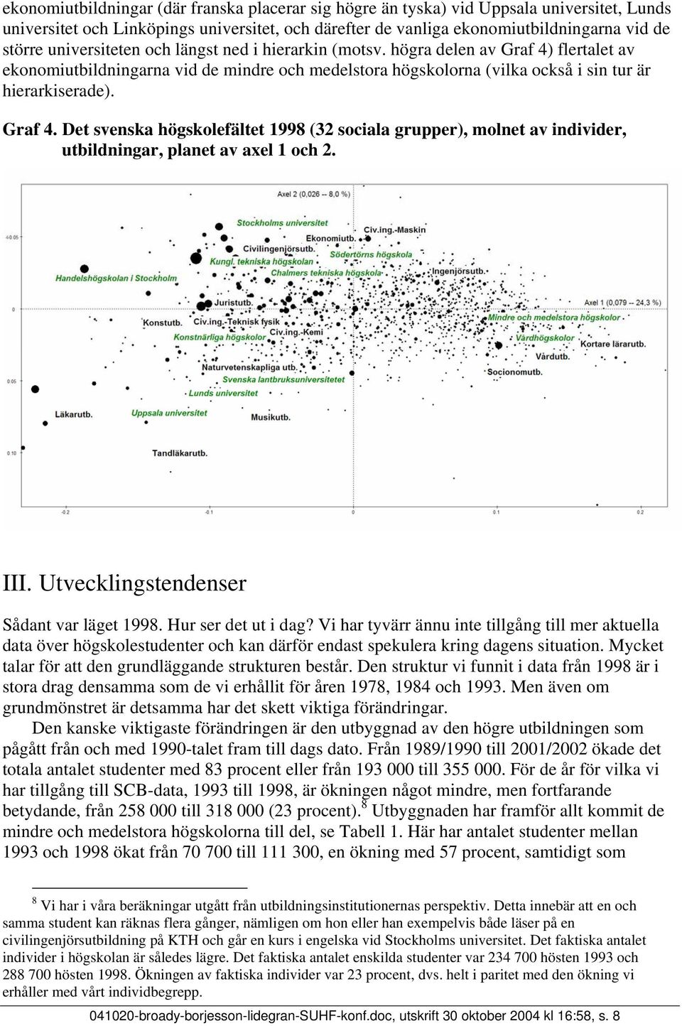 III. Utvecklingstendenser Sådant var läget 1998. Hur ser det ut i dag?