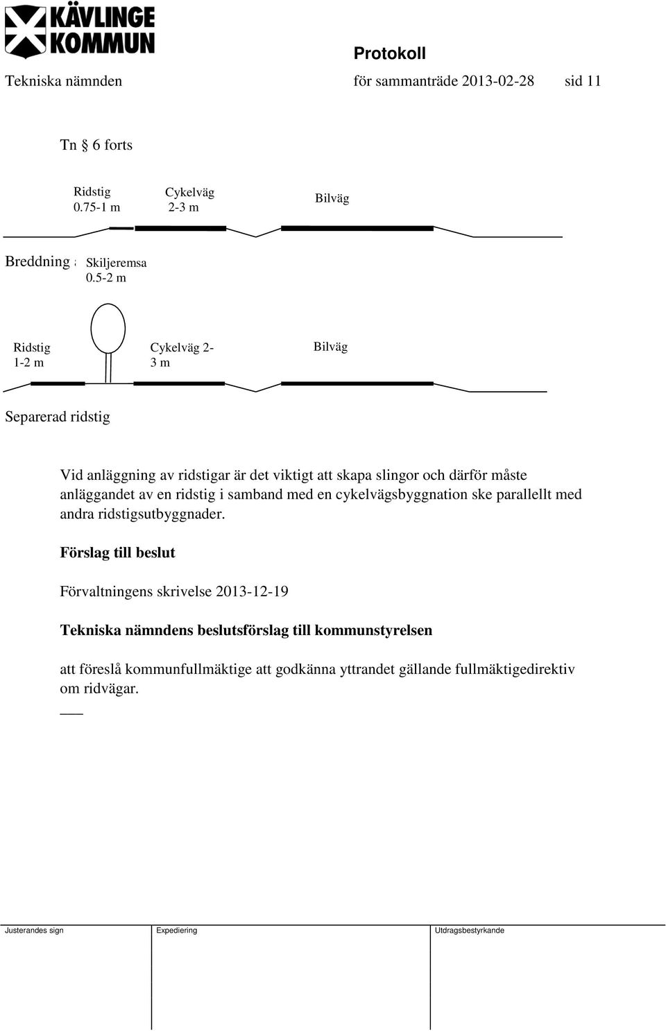 anläggandet av en ridstig i samband med en cykelvägsbyggnation ske parallellt med andra ridstigsutbyggnader.