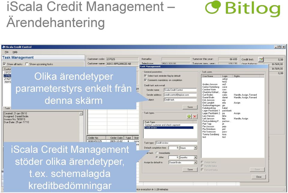 denna skärm iscala Credit Management stöder