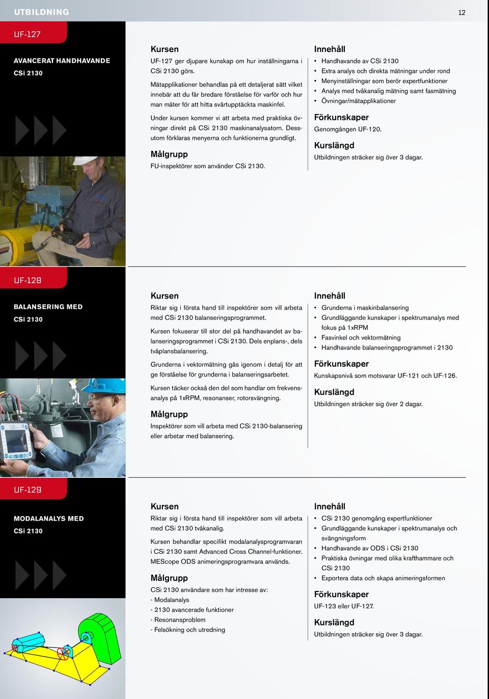 Under kursen kommer vi att arbeta med praktiska övningar direkt på CSi 2130 maskinanalysatorn. Dessutom förklaras menyerna och funktionerna grundligt. FU-inspektörer som använder CSi 2130.