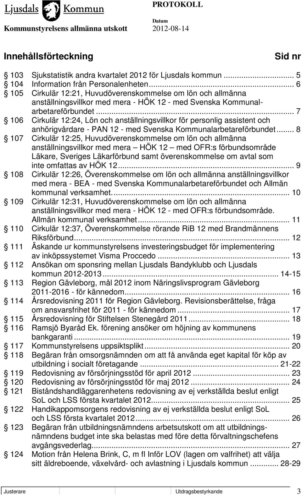 .. 7 106 Cirkulär 12:24, Lön och anställningsvillkor för personlig assistent och anhörigvårdare - PAN 12 - med Svenska Kommunalarbetareförbundet.