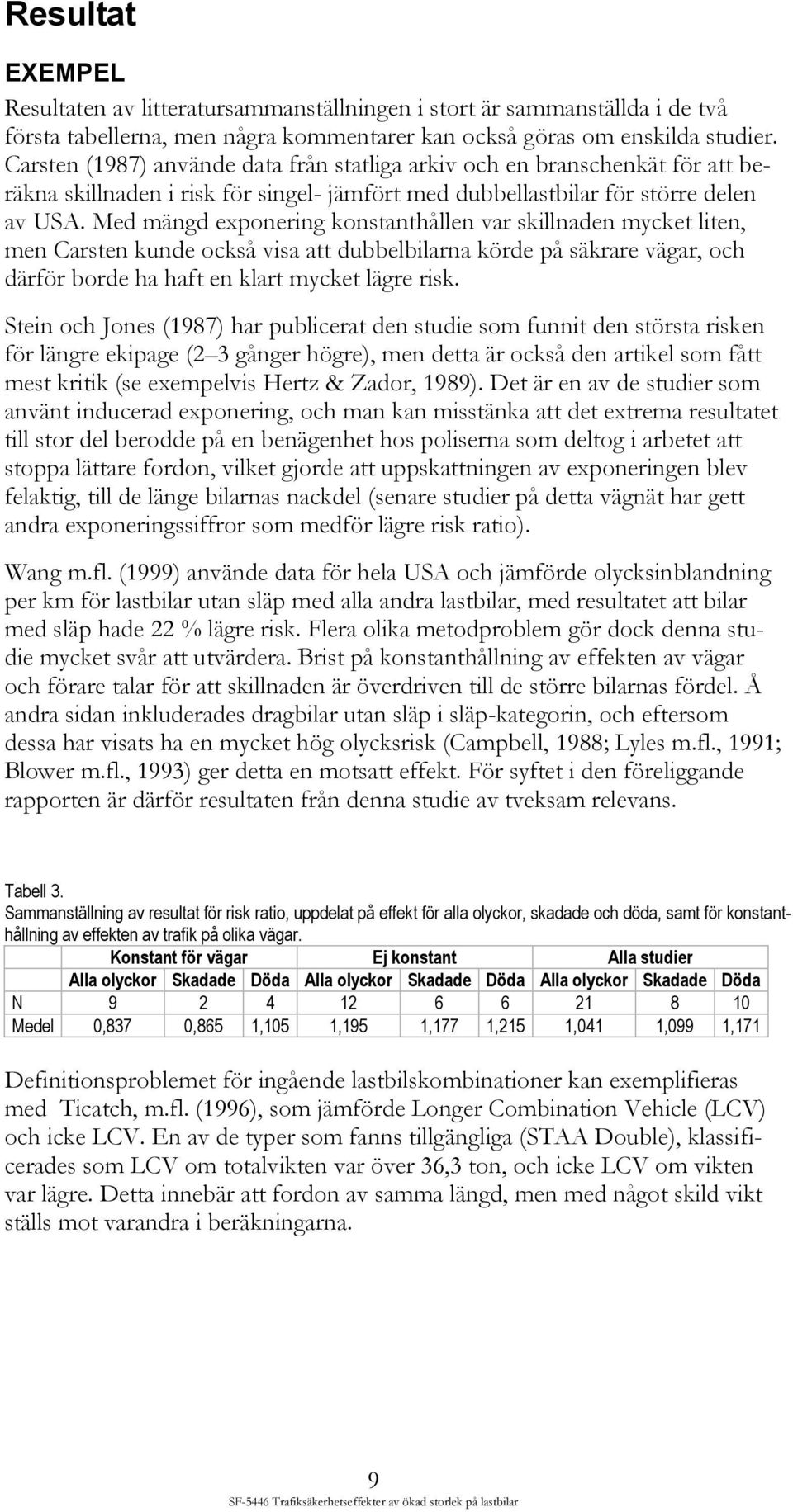 Med mängd exponering konstanthållen var skillnaden mycket liten, men Carsten kunde också visa att dubbelbilarna körde på säkrare vägar, och därför borde ha haft en klart mycket lägre risk.