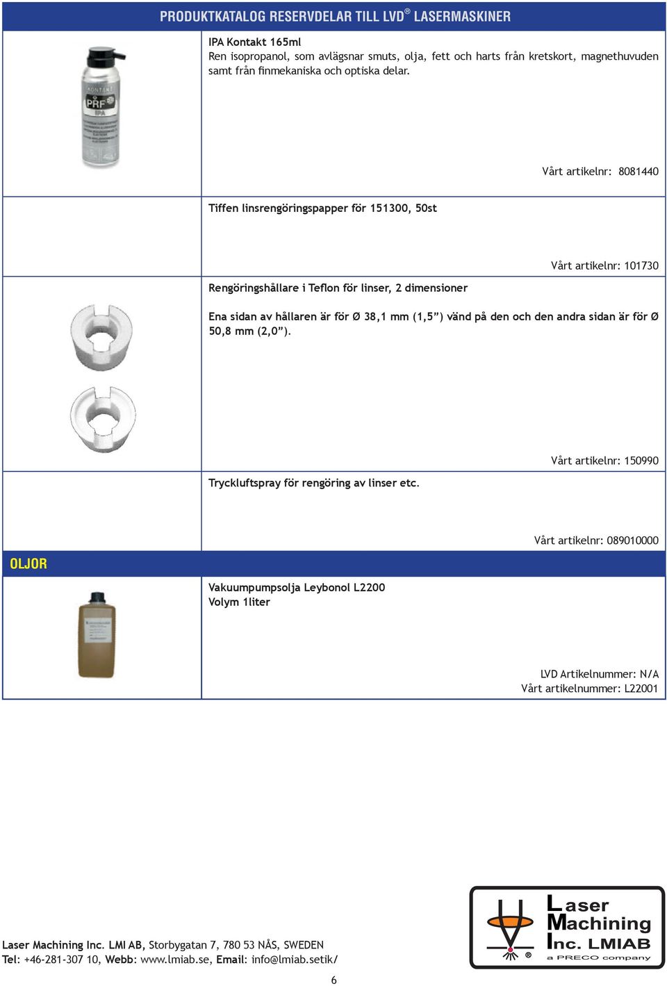 hållaren är för Ø 38,1 mm (1,5 ) vänd på den och den andra sidan är för Ø 50,8 mm (2,0 ). Tryckluftspray för rengöring av linser etc.