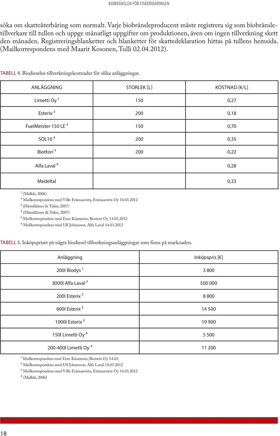 Registreringsblanketter och blanketter för skattedeklaration hittas på tullens hemsida. (Mailkorrespondens med Maarit Kosonen, Tulli 02.04.2012). TABELL 4.