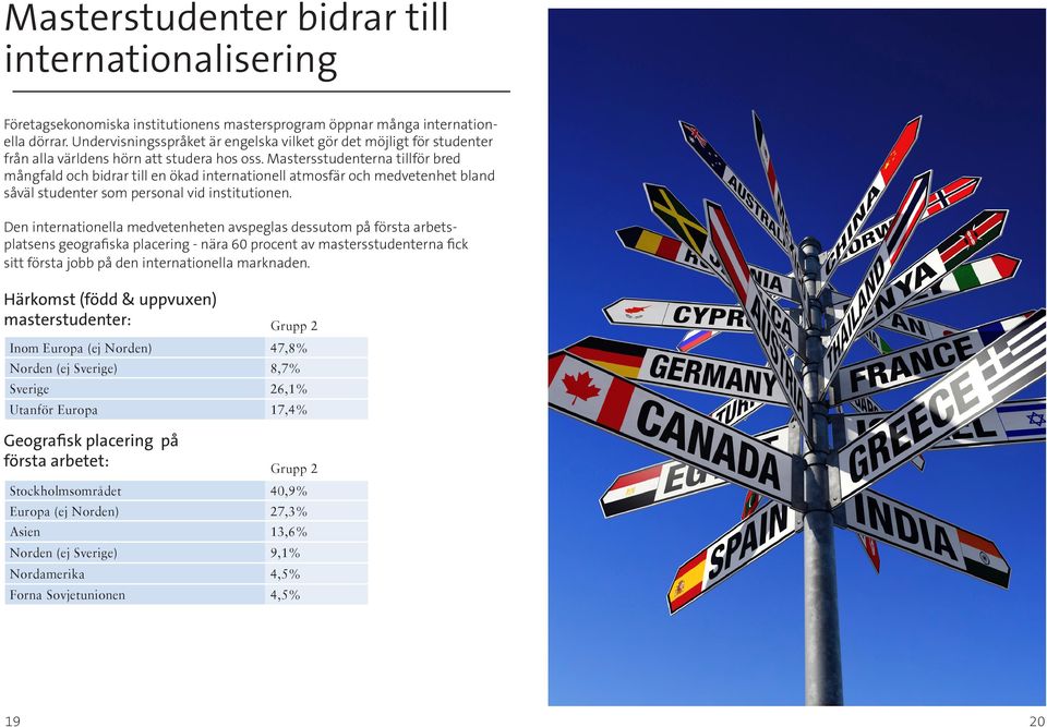 Mastersstudenterna tillför bred mångfald och bidrar till en ökad internationell atmosfär och medvetenhet bland såväl studenter som personal vid institutionen.