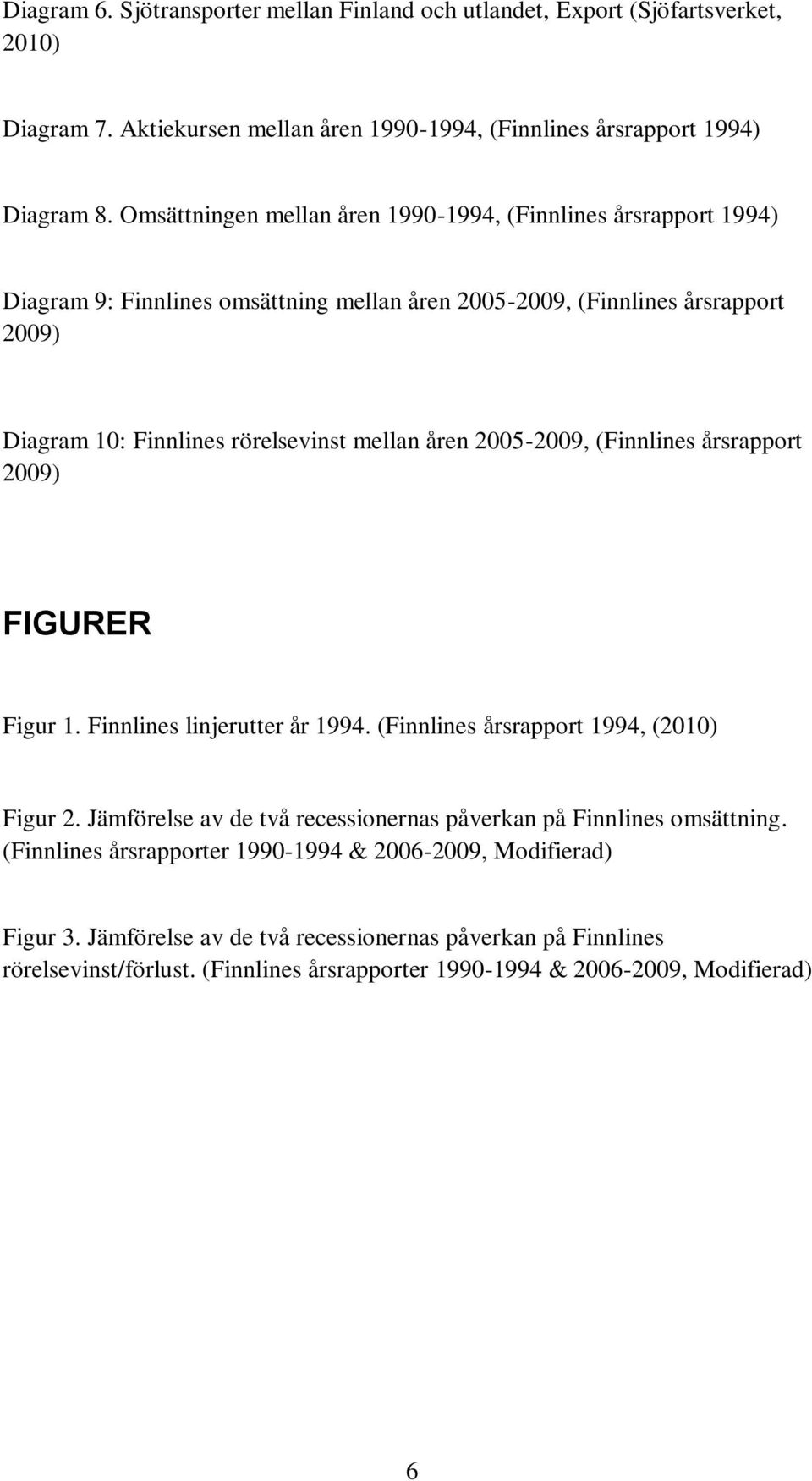 2005-2009, (Finnlines årsrapport 2009) FIGURER Figur 1. Finnlines linjerutter år 1994. (Finnlines årsrapport 1994, (2010) Figur 2.