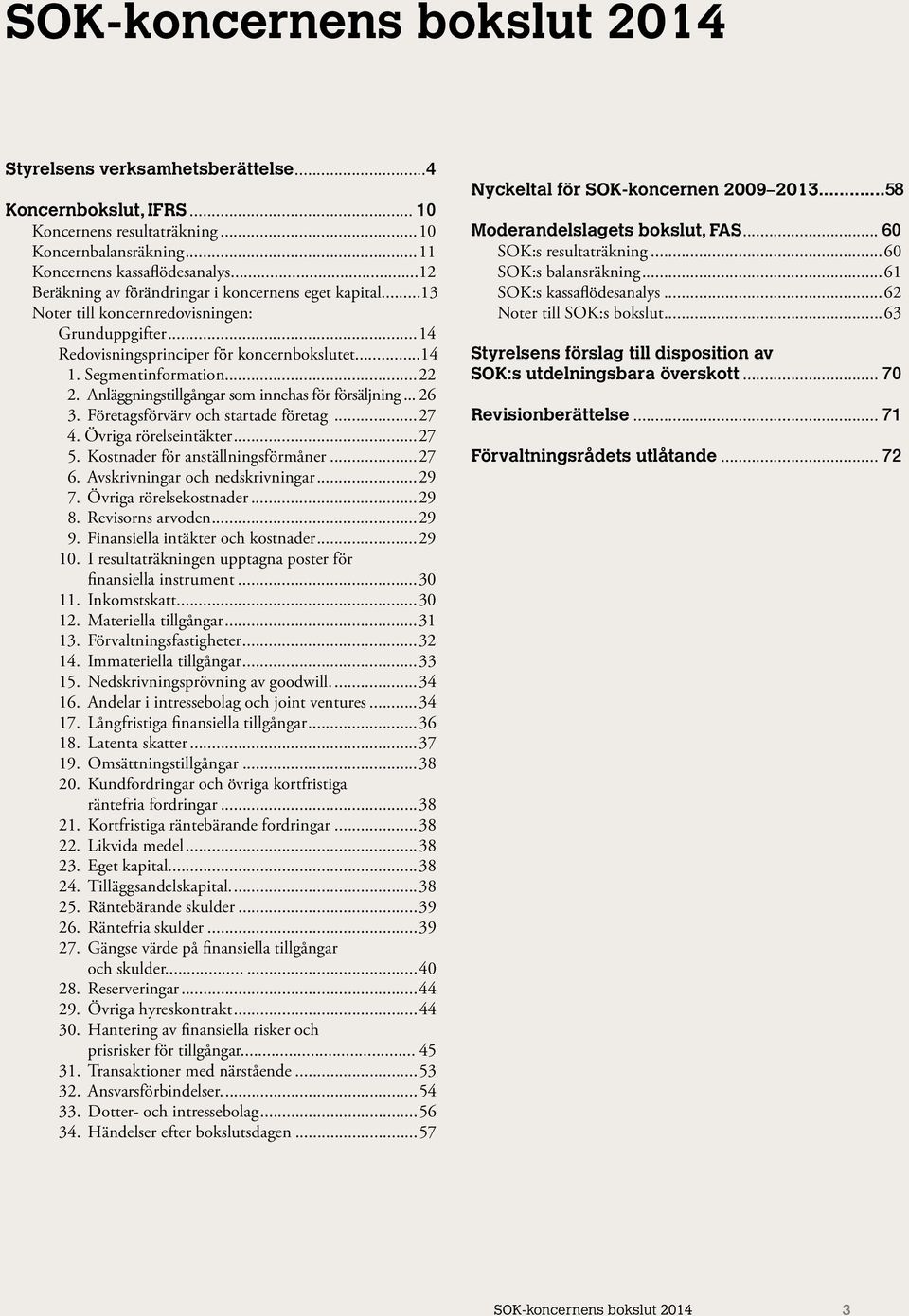 Anläggningstillgångar som innehas för försäljning... 26 3. Företagsförvärv och startade företag...27 4. Övriga rörelseintäkter...27 5. Kostnader för anställningsförmåner...27 6.