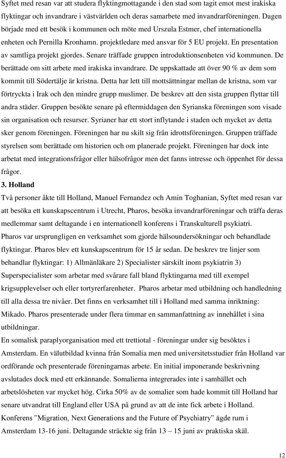 En presentation av samtliga projekt gjordes. Senare träffade gruppen introduktionsenheten vid kommunen. De berättade om sitt arbete med irakiska invandrare.