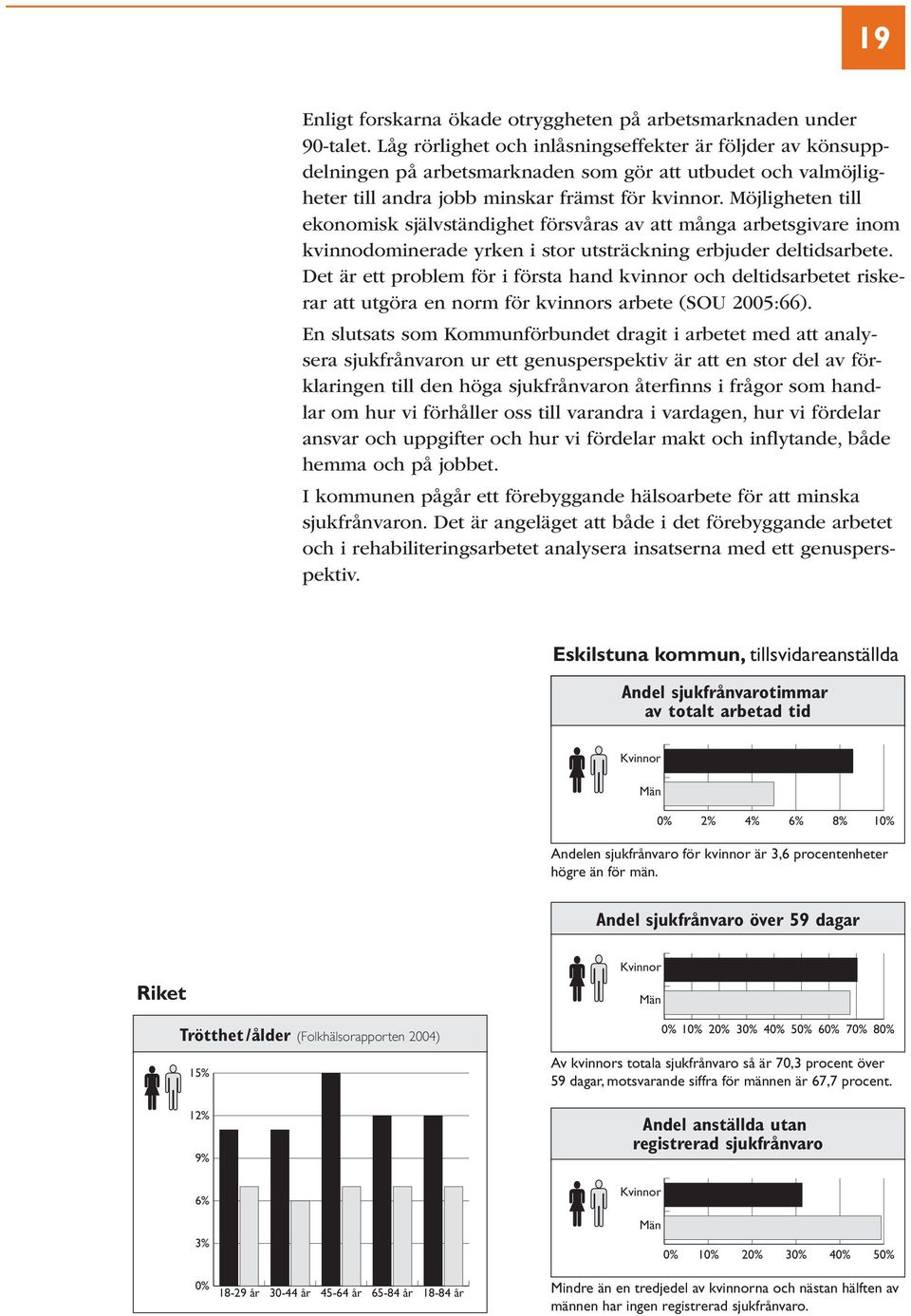 Möjligheten till ekonomisk självständighet försvåras av att många arbetsgivare inom kvinnodominerade yrken i stor utsträckning erbjuder deltidsarbete.