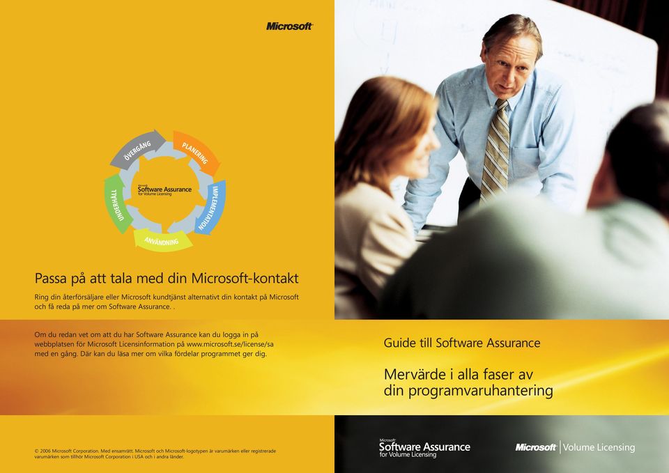 . Om du redan vet om att du har Software Assurance kan du logga in på webbplatsen för Microsoft Licensinformation på www.microsoft.se/license/sa med en gång.