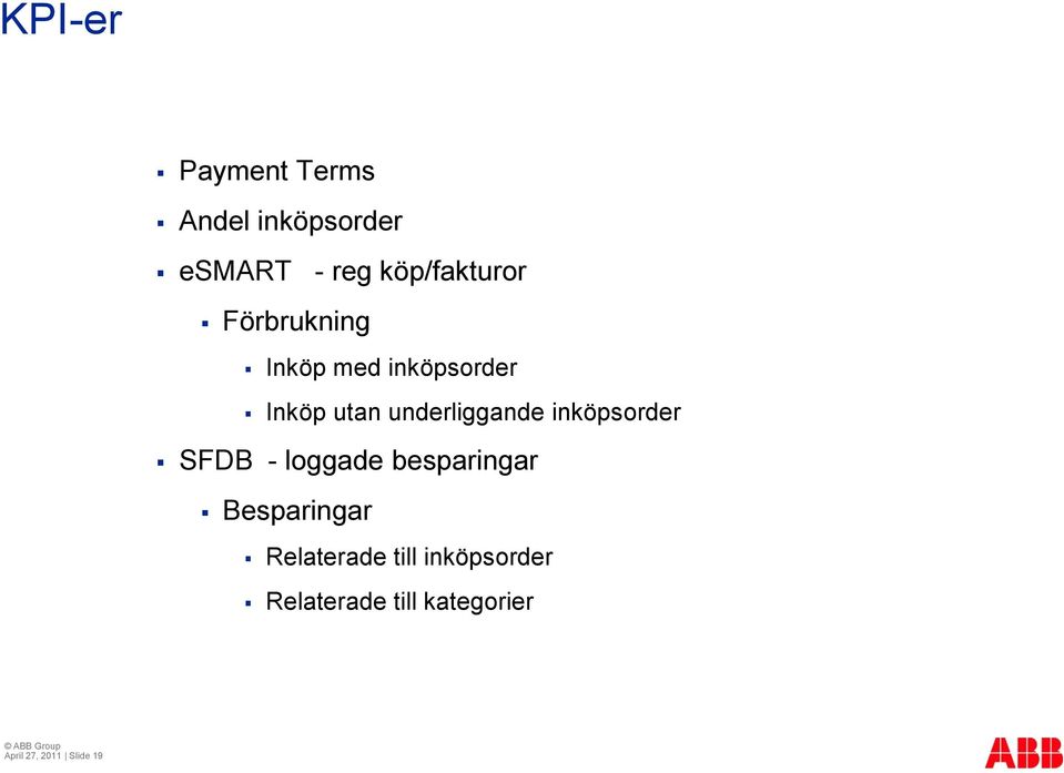 underliggande inköpsorder SFDB - loggade besparingar