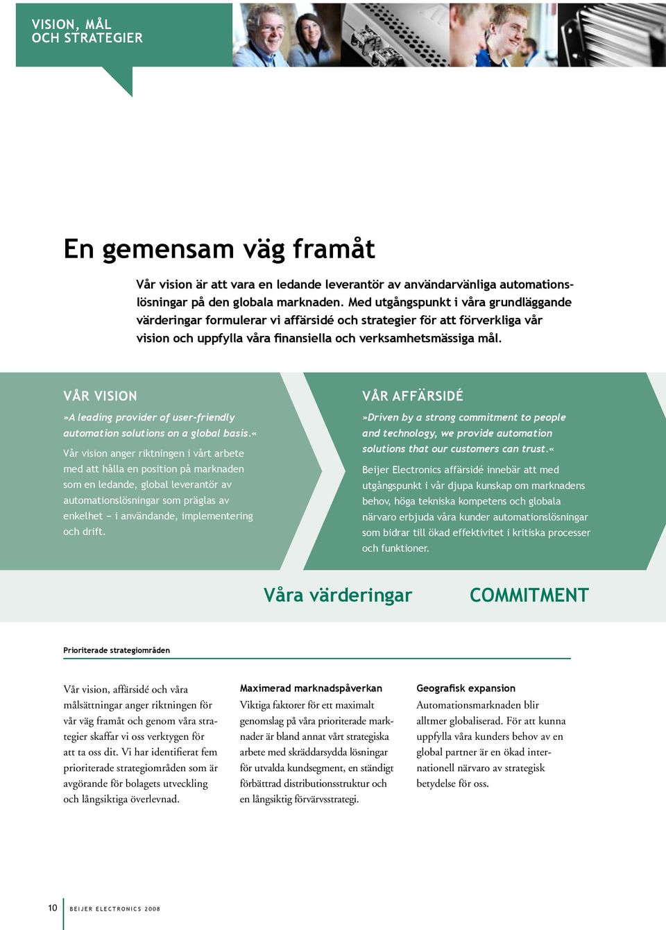 Vår vision»a leading provider of user-friendly automation solutions on a global basis.