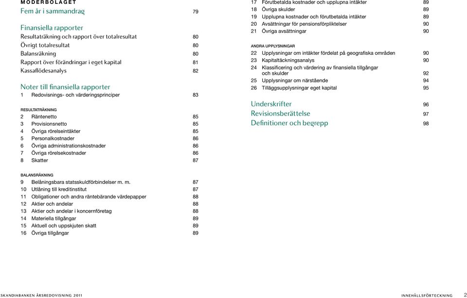 86 6 Övriga administrationskostnader 86 7 Övriga rörelsekostnader 86 8 Skatter 87 17 Förutbetalda kostnader och upplupna intäkter 89 18 Övriga skulder 89 19 Upplupna kostnader och förutbetalda