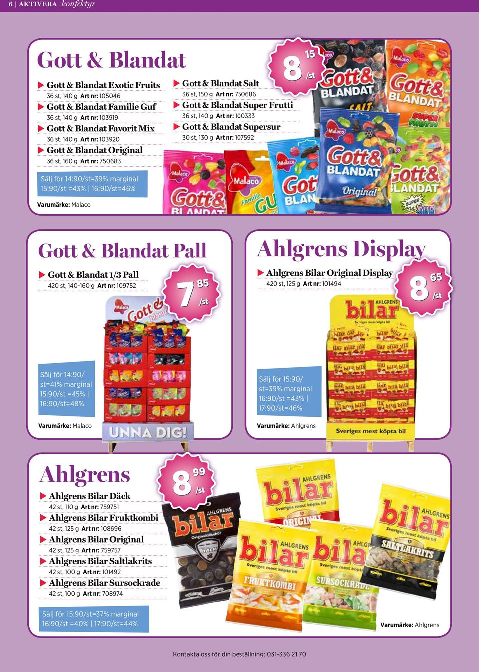 Blandat Super Frutti 36 st, 140 g Art nr: 100333 u Gott & Blandat Supersur 30 st, 130 g Art nr: 107592 8 15 Gott & Blandat Pall Ahlgrens Display u Gott & Blandat 1/3 Pall 420 st, 140-160 g Art nr: