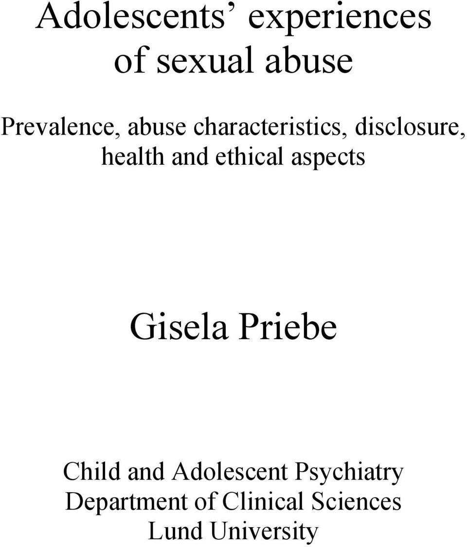 ethical aspects Gisela Priebe Child and Adolescent