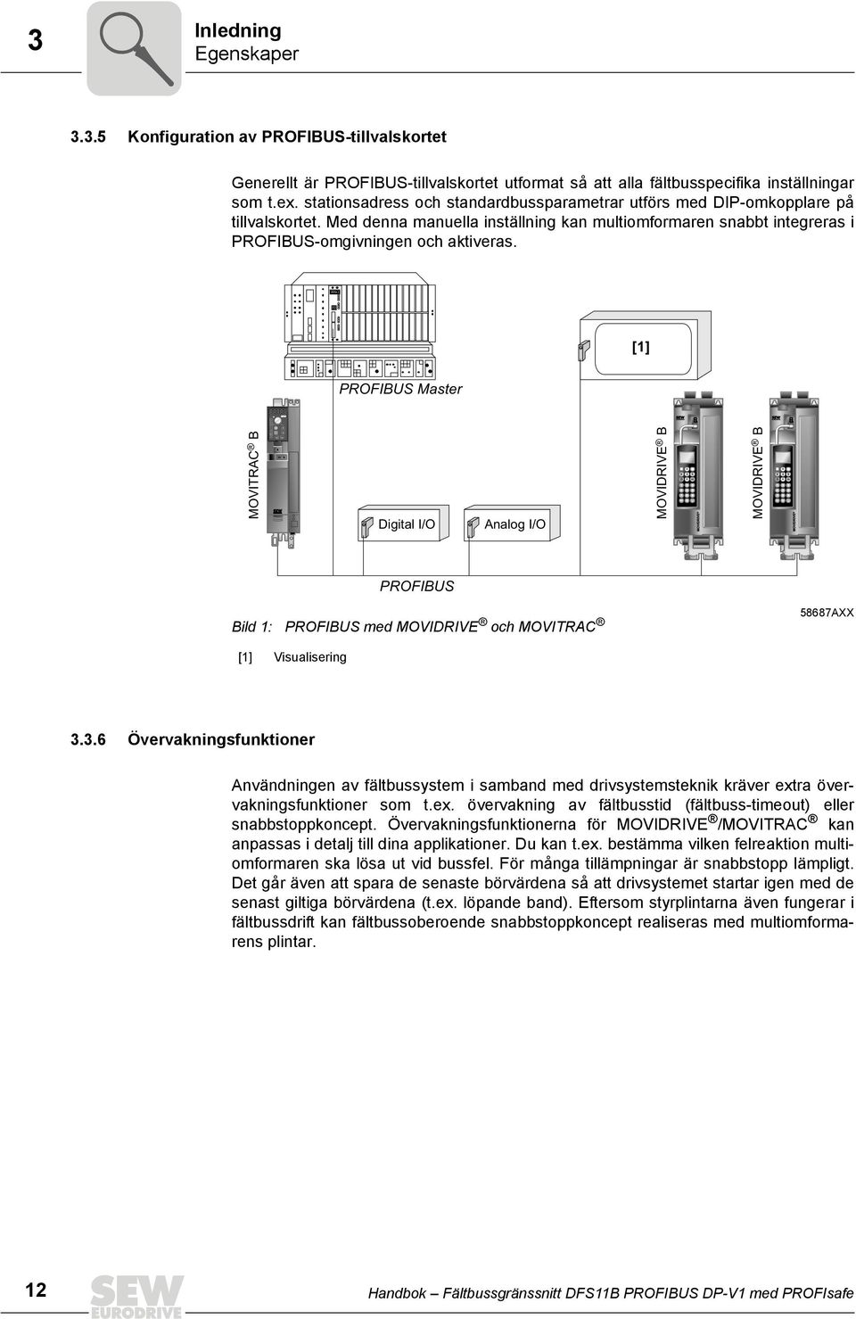 [1] PROFBUS Master MOVTRAC B Digital /O Analog /O MOVDRVE B MOVDRVE B PROFBUS Bild 1: PROFBUS med MOVDRVE och MOVTRAC 58687AXX [1] Visualisering 3.