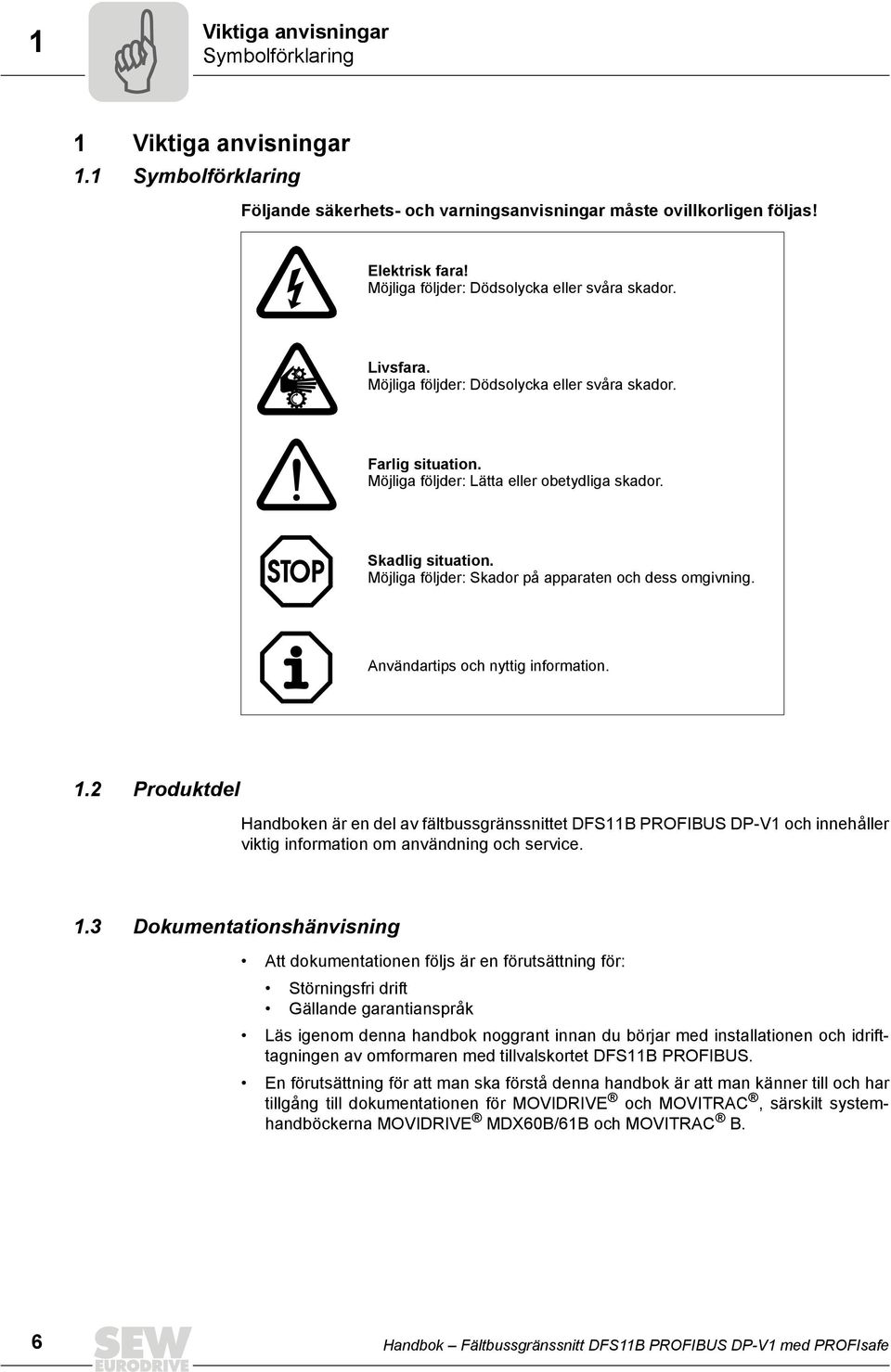 Möjliga följder: Skador på apparaten och dess omgivning. Användartips och nyttig information. 1.