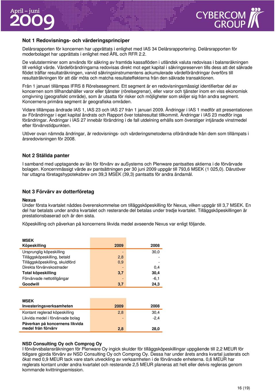 2. De valutaterminer som används för säkring av framtida kassaflöden i utländsk valuta redovisas i balansräkningen till verkligt värde.